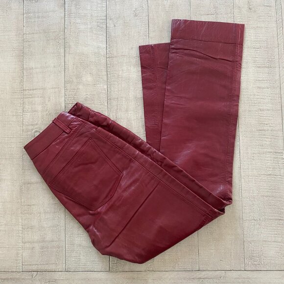 Gap Women Vintage Boot Cut Red Genuine Leather Pants Mid Rise Size 0 - Picture 5 of 14
